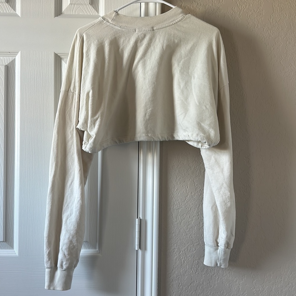 NWOT Talentless Cinch Crop Long Sleeve Tee- Bone - Picture 7 of 7